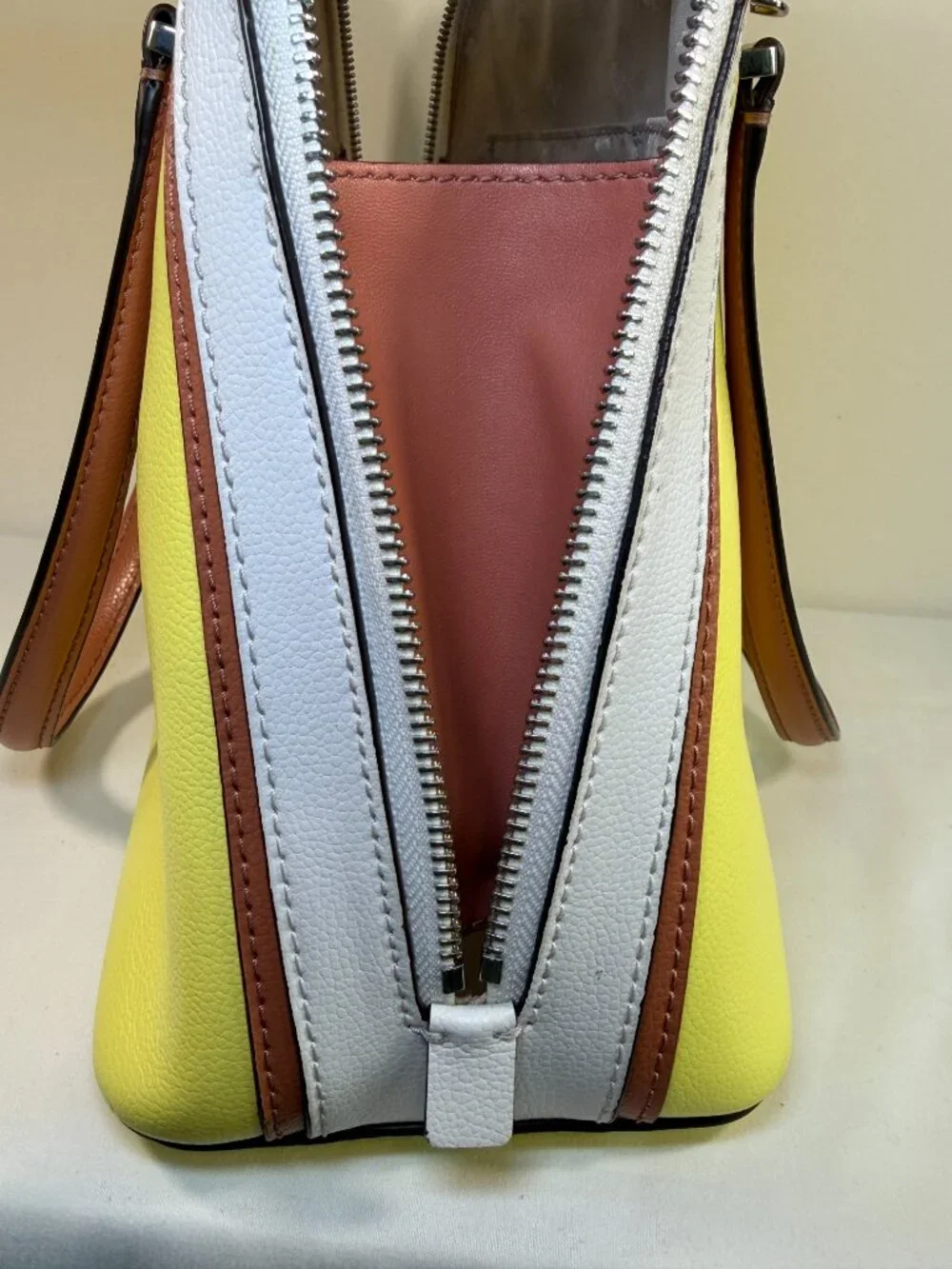KATE SPADE Patterson Drive Yellow Domed Yellow Colorblock Handbag